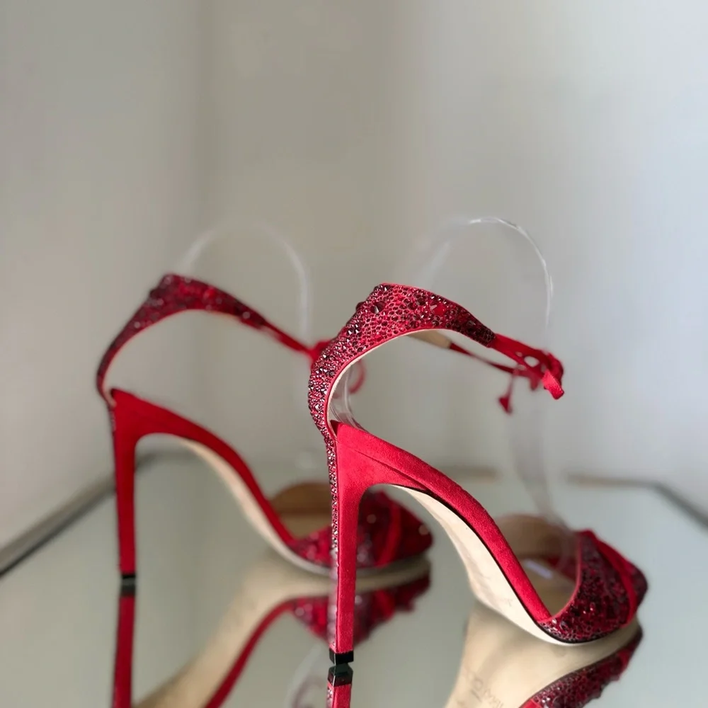 Like new JIMMY CHOO Talaya 100 Crystal Embellished suede sandals 36 - Picture 12 of 15